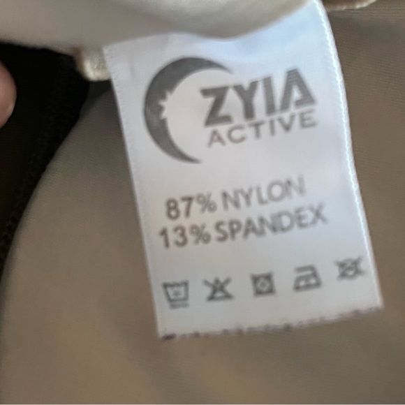 Like New!! Women's Zyia Active Olive Green Grid Sports Bra - Size Large - Picture 10 of 16